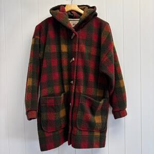 County Clothing Co 80s 90s Plaid Wool Blend Fleece Jacket Size M Cabincore Cozy